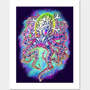 Skeleton Octopus Alien Posters and Art